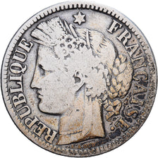 France, 2 Francs, Cérès, 1871, Paris, Petit K, Silver, VF(20-25), Gadoury:530