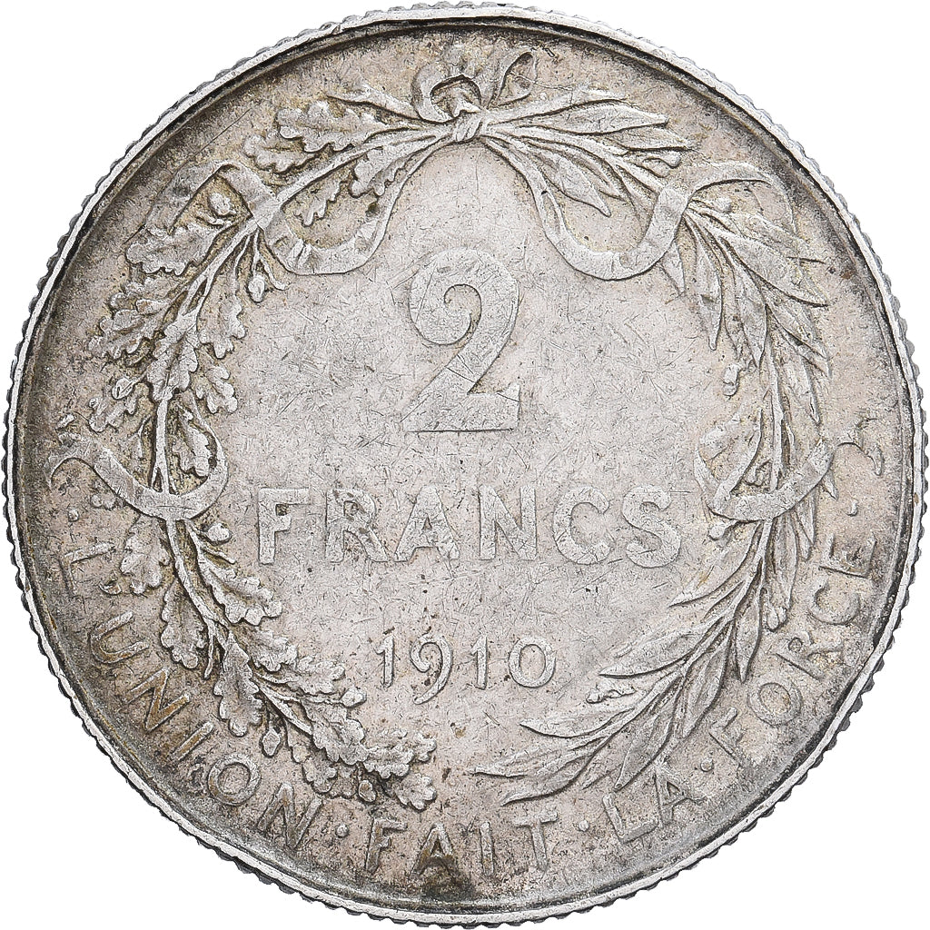 Belgia, Albert I, 2 Francs, 2 Frank, 1910, Brussels, Srebro, VF(30-35), KM:74