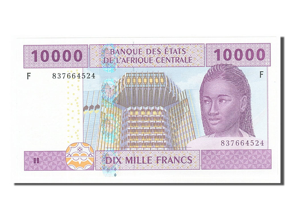 Banknot, Państwa Afryki Środkowej, 10,000 Francs, 2002, UNC(65-70)