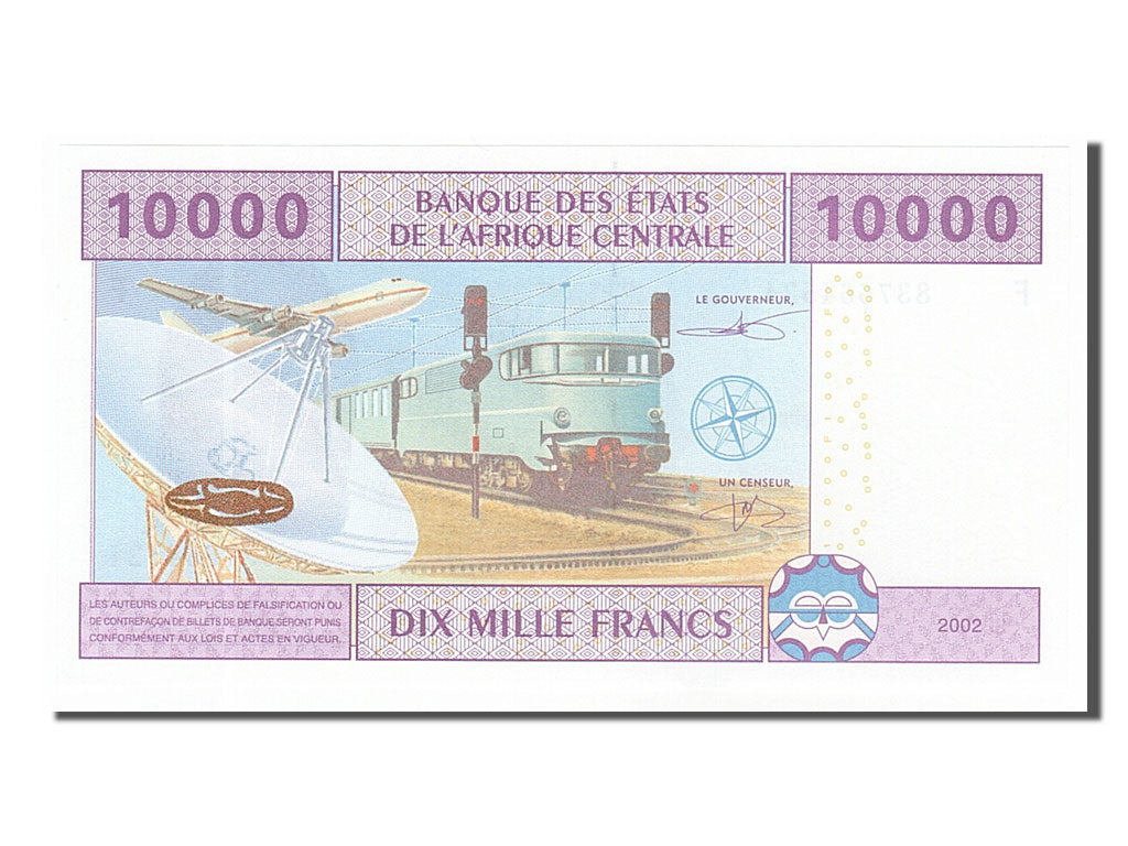 Banknot, Państwa Afryki Środkowej, 10,000 Francs, 2002, UNC(65-70)