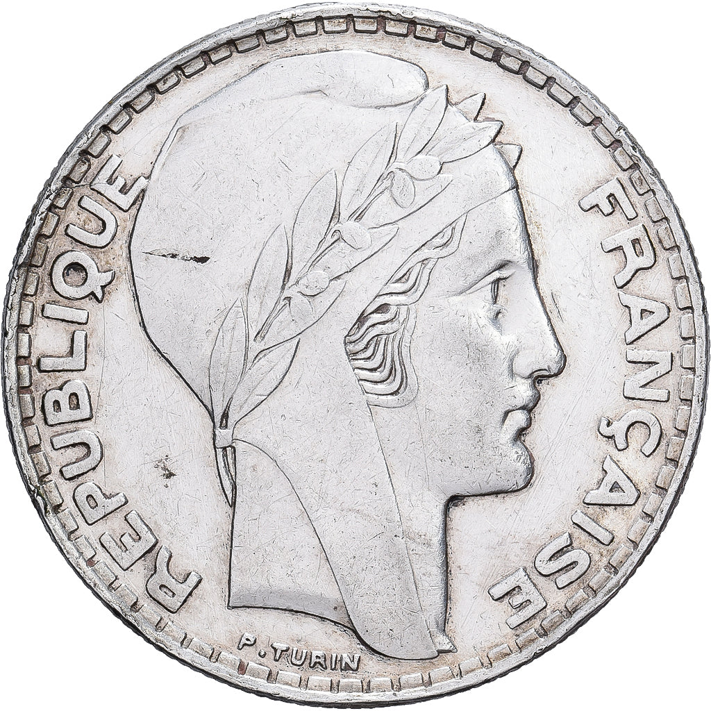 Frankrijk, 20 Francs, Turin, 1937, Paris, Zilver, ZF+, Gadoury:852, KM:879