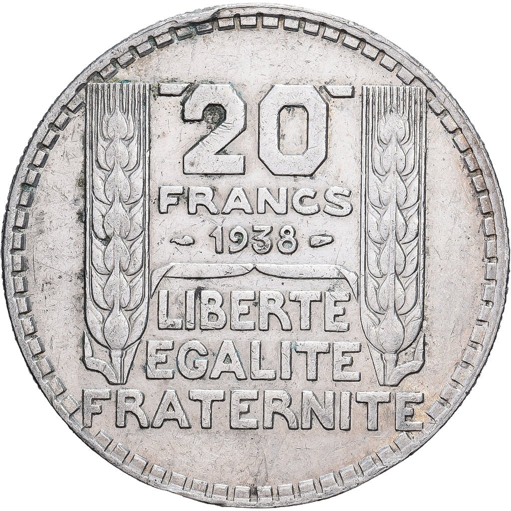Francia, 20 Francs, Turin, 1938, Paris, Plata, MBC, Gadoury:852, KM:879