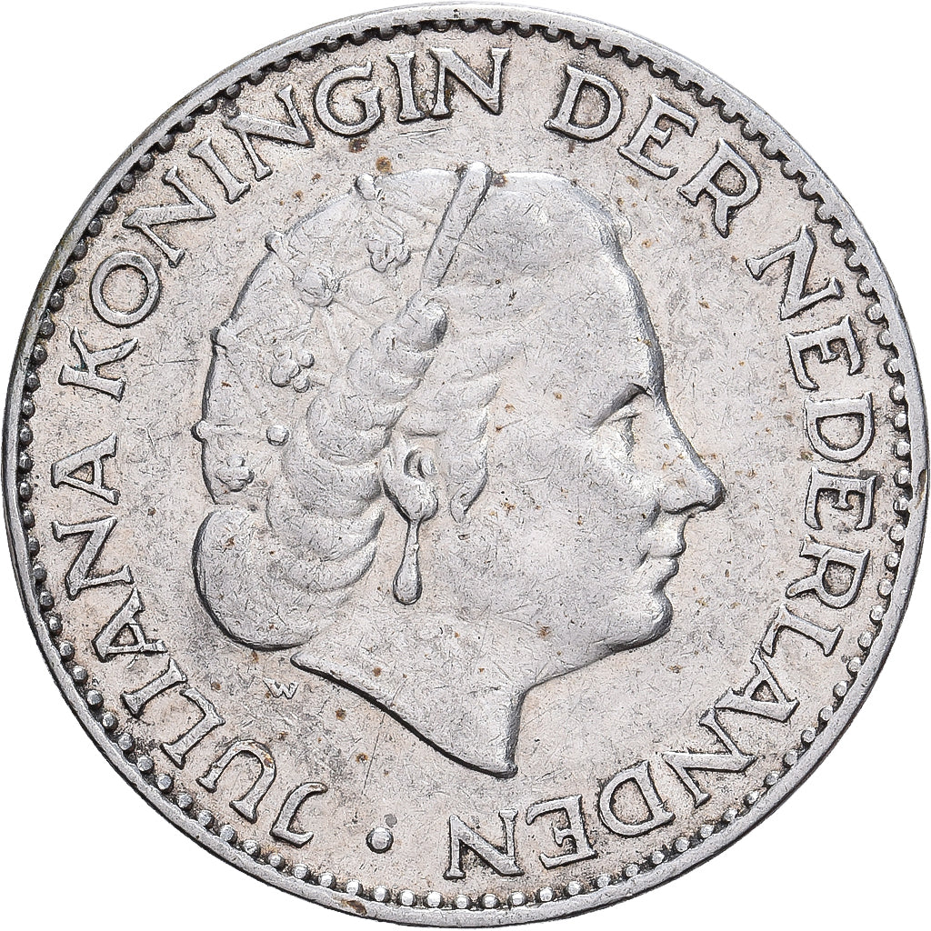 Países Baixos, Juliana, Gulden, 1956, Prata, AU(50-53), KM:184