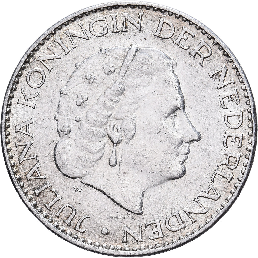 Países Baixos, Juliana, Gulden, 1964, Prata, AU(55-58), KM:184