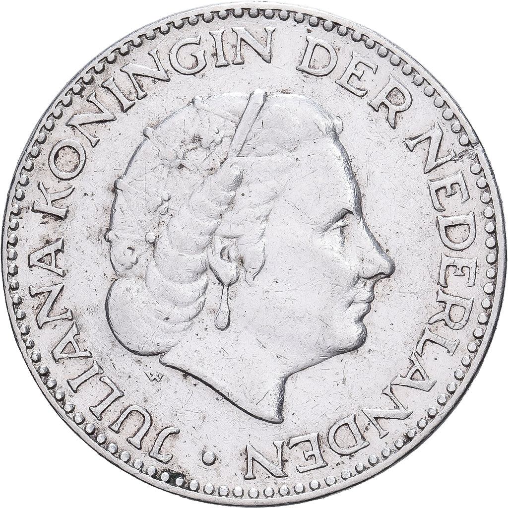 Países Baixos, Juliana, Gulden, 1954, Prata, AU(50-53), KM:184