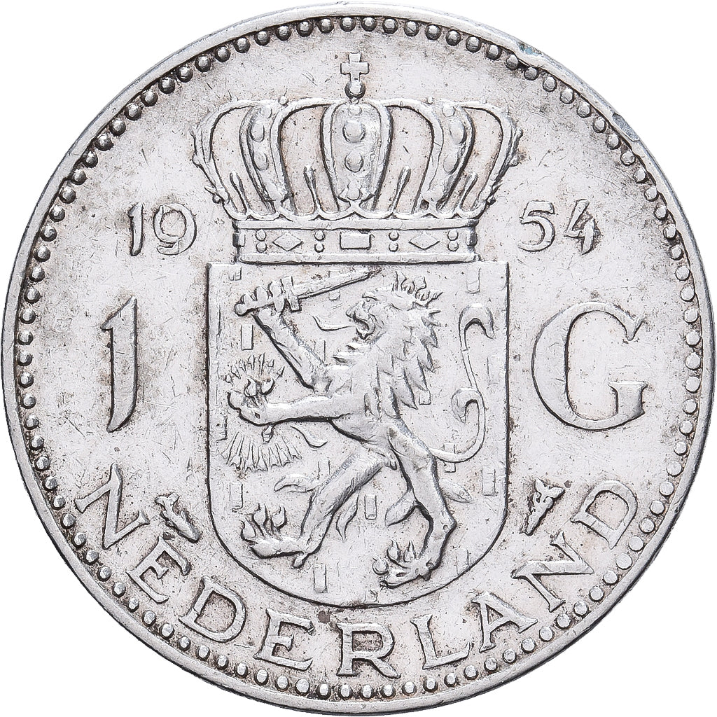 Países Baixos, Juliana, Gulden, 1954, Prata, AU(50-53), KM:184
