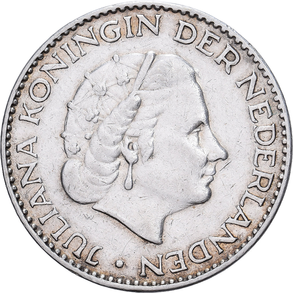 Países Baixos, Juliana, Gulden, 1957, Prata, AU(50-53), KM:184