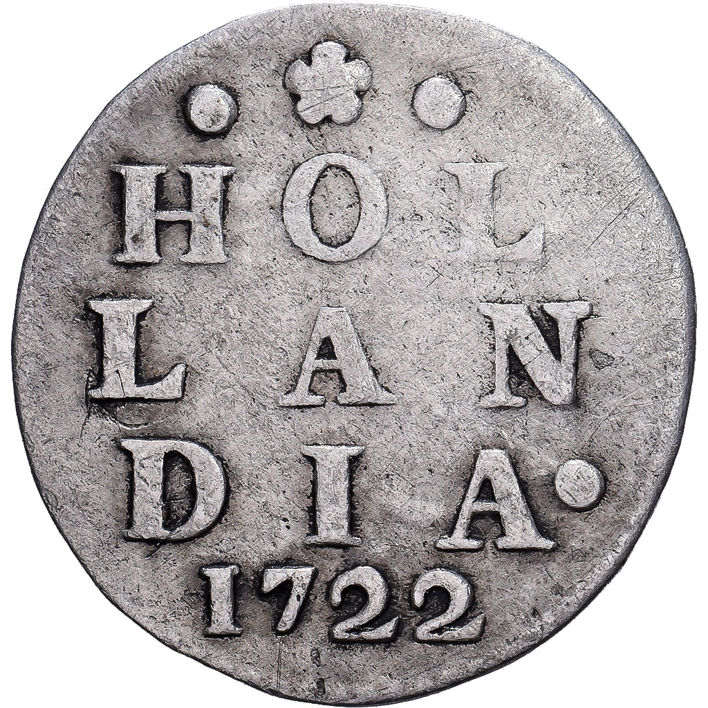 Países Baixos, HOLLAND, 2 Stuivers, Double Wapenstuiver, 1722, Dordrecht