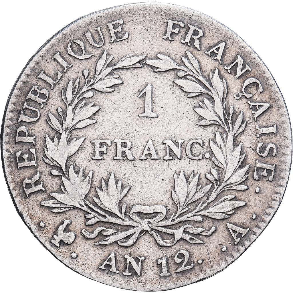 Francia, Bonaparte Premier Consul, Franc, An 12 (1804), Paris, Plata, BC+