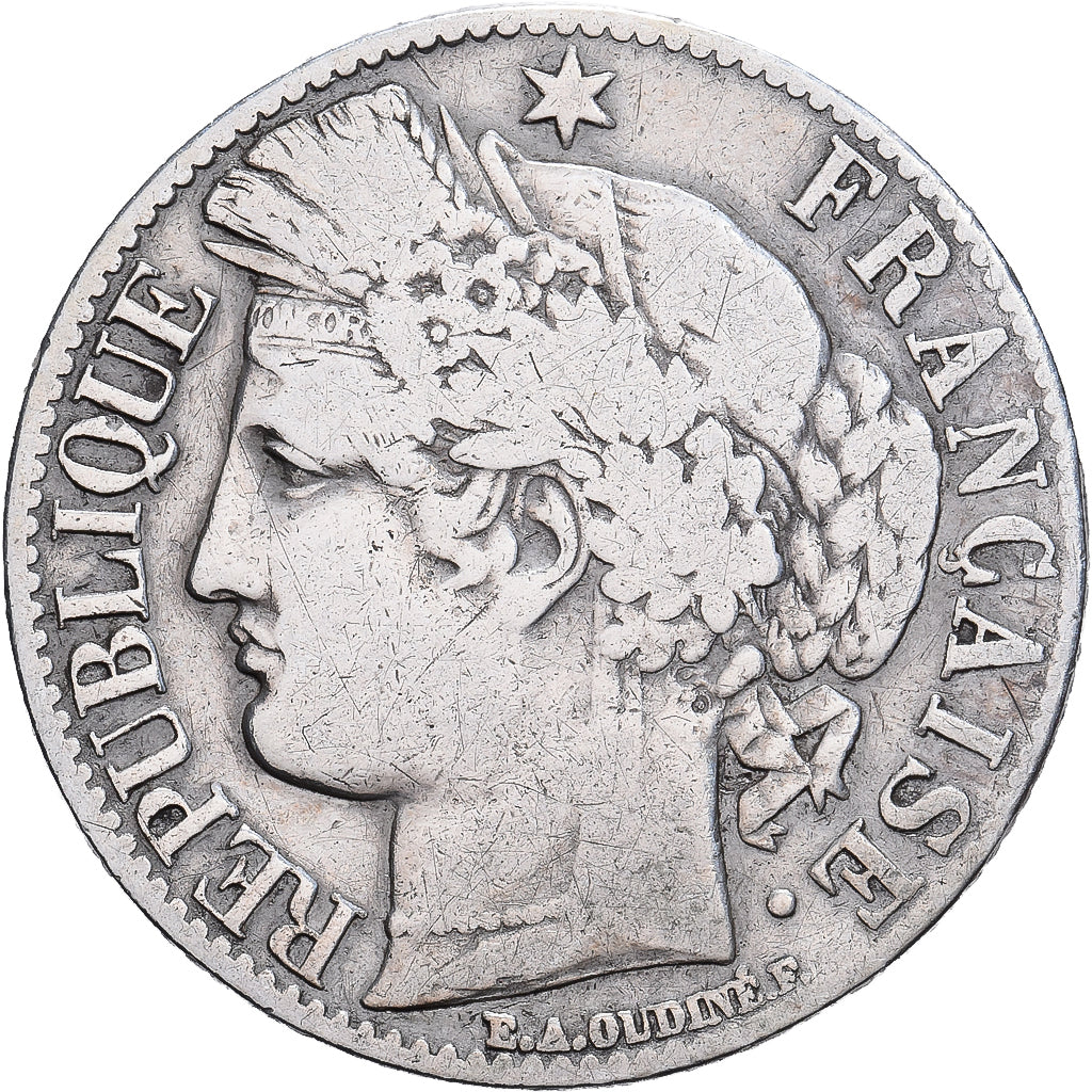 Francja, Franc, Cérès, 1871, Paris, Petit A, Srebro, VF(30-35), Gadoury:465