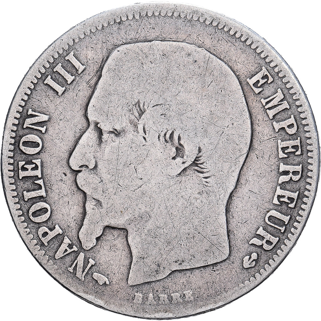 France, Napoléon III, Franc, 1858, Paris, Argent, B+, Gadoury:460, KM:779.1