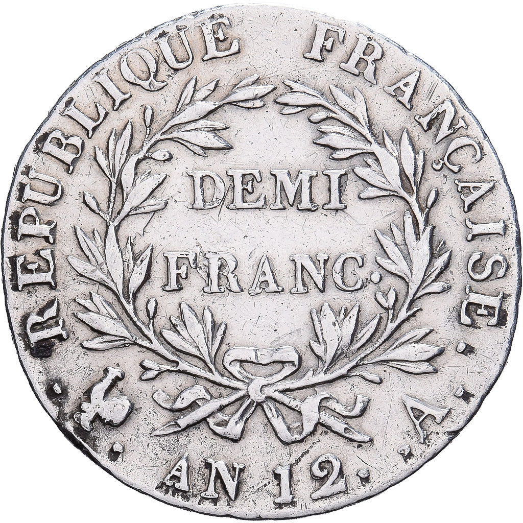 Frankrijk, Bonaparte Premier Consul, 1/2 Franc, Jaar 12 (1804), Paris, Zilver