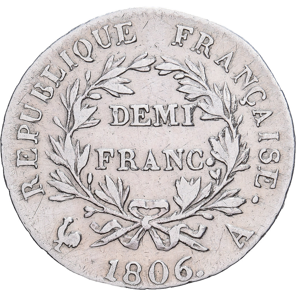 France, Napoléon Ier, 1/2 Franc, 1806, Paris, Argent, TB+, Gadoury:396