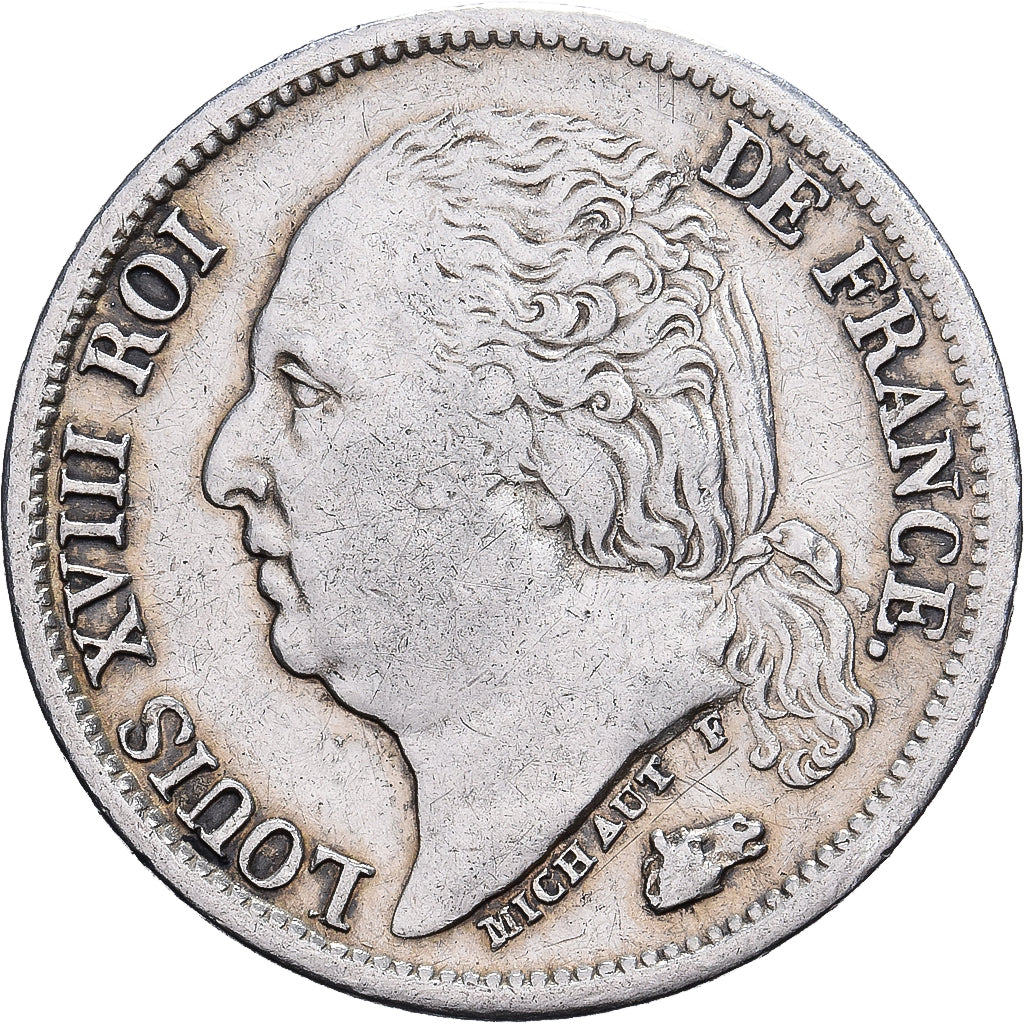 France, Louis XVIII, 1/2 Franc, 1824, Paris, Argent, TB+, Gadoury:401, KM:708.1