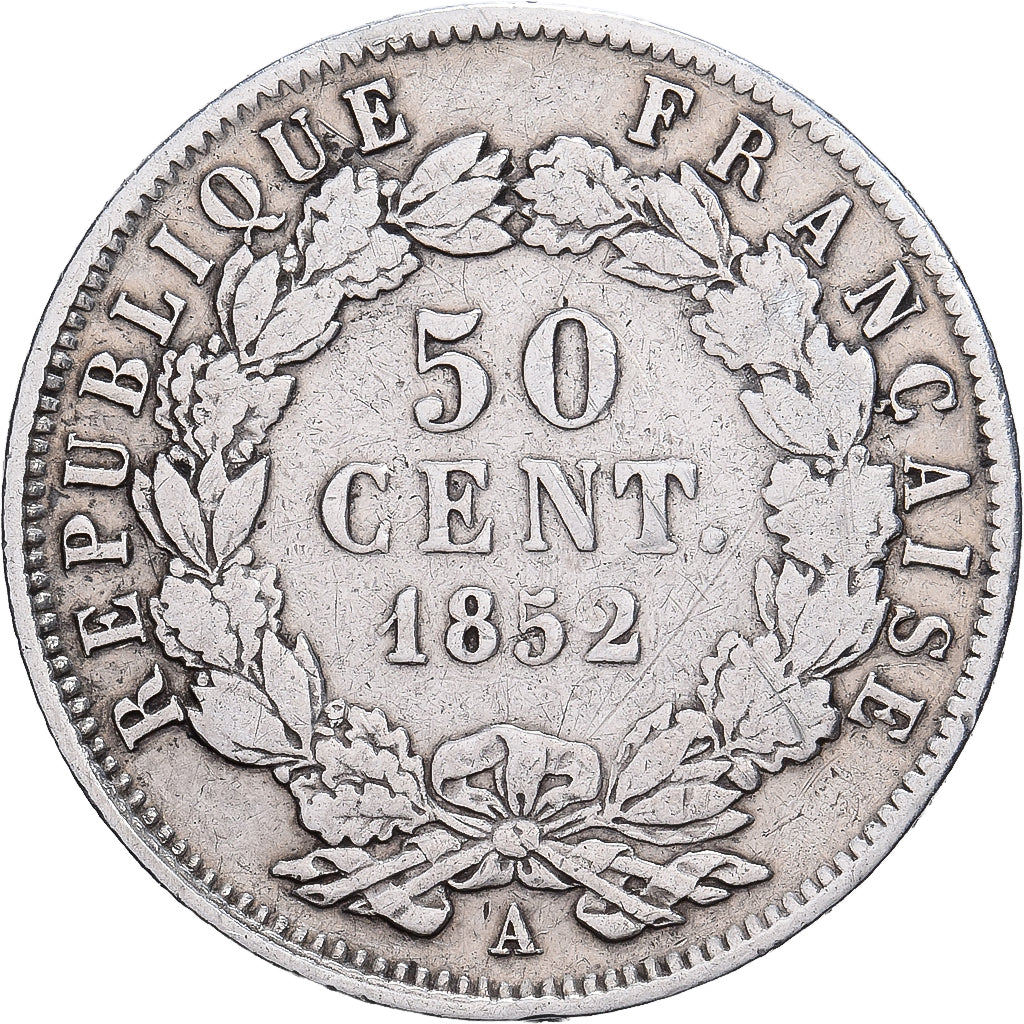 Frankreich, Louis-Napoléon Bonaparte, 50 Centimes, 1852, Paris, Silber, S+