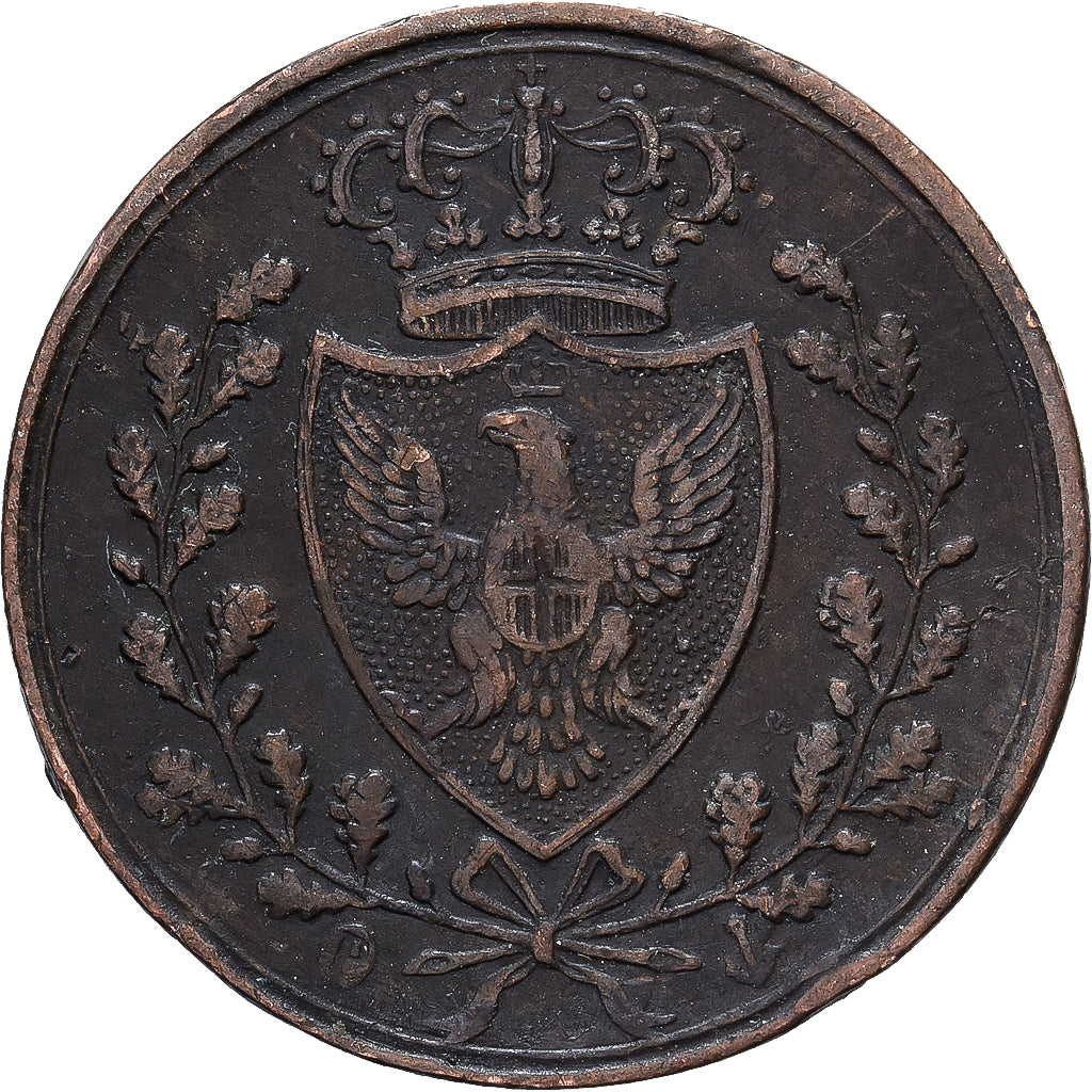 ESTADOS ITALIANOS, SARDINIA, Carlo Felice, Centesimo, 1826, Genoa, Cobre