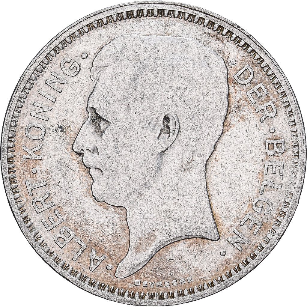 Belgio, Albert I, 20 Francs, 20 Frank, 1934, Brussels, Argento, BB, KM:104.1