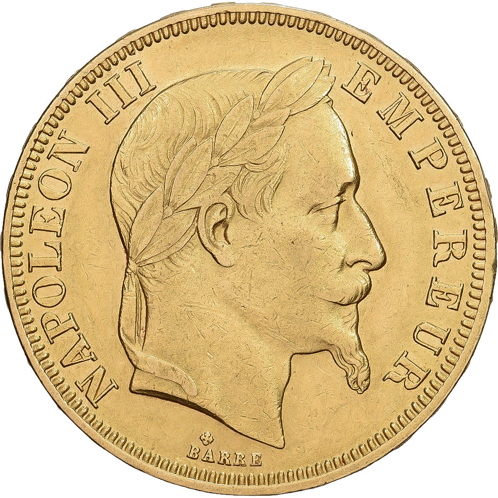 France, Napoleon III, 50 Francs, 1866, Strasbourg, Rare, Gold, AU(50-53)