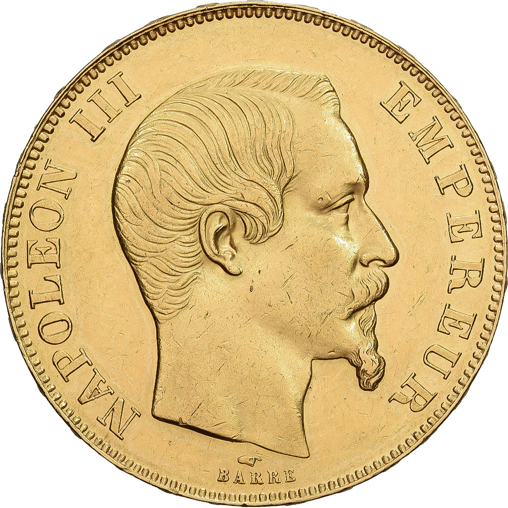 Francja, Napoleon III, 50 Francs, 1857, Paris, Złoto, AU(55-58), Gadoury:1111