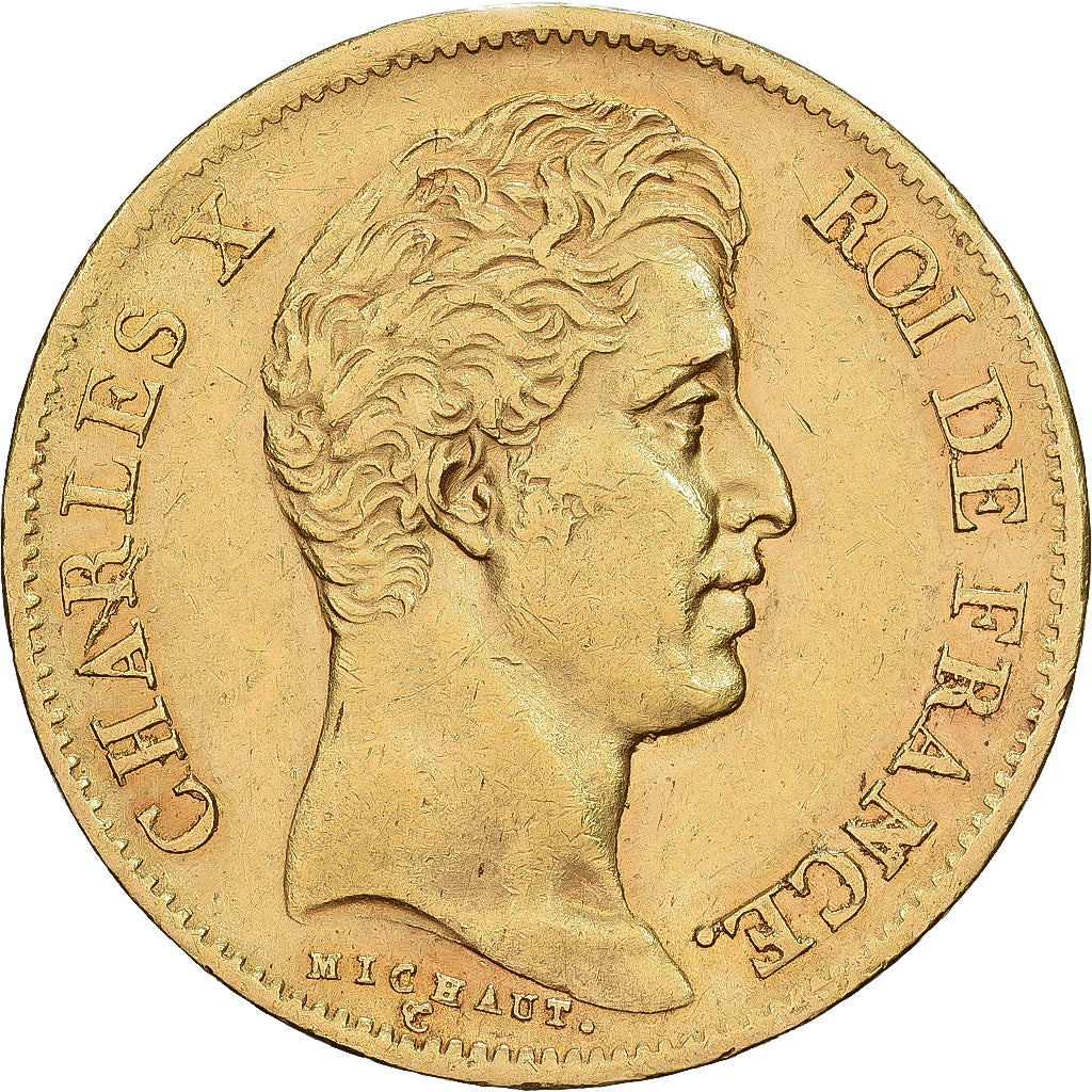 Francja, Charles X, 40 Francs, 1830, Paris, Złoto, AU(50-53), Gadoury:1105