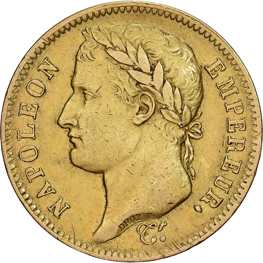 França, Napoleon I, 40 Francs, 1812, Paris, Dourado, EF(40-45), Gadoury:1084