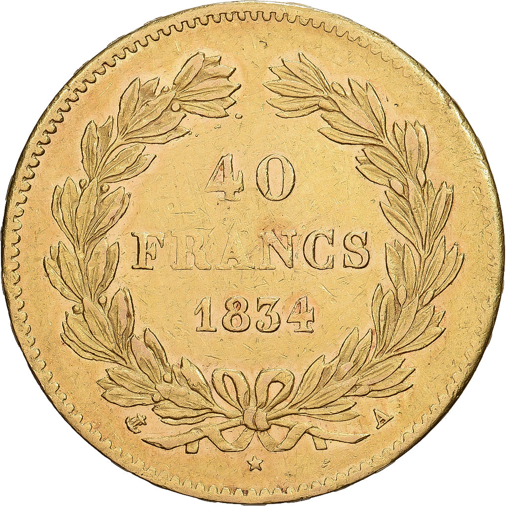 Frankrijk, LOUIS PHILIPPE I, 40 Francs, 1834, Paris, Goud, ZF+, Gadoury:1106