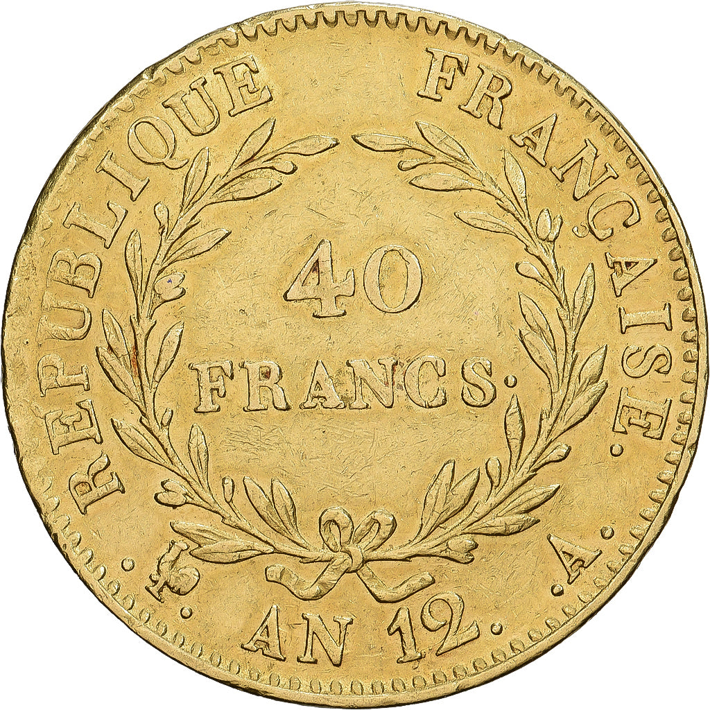 Frankrijk, Bonaparte Ier Consul, 40 Francs, An 12, Paris, Goud, ZF+