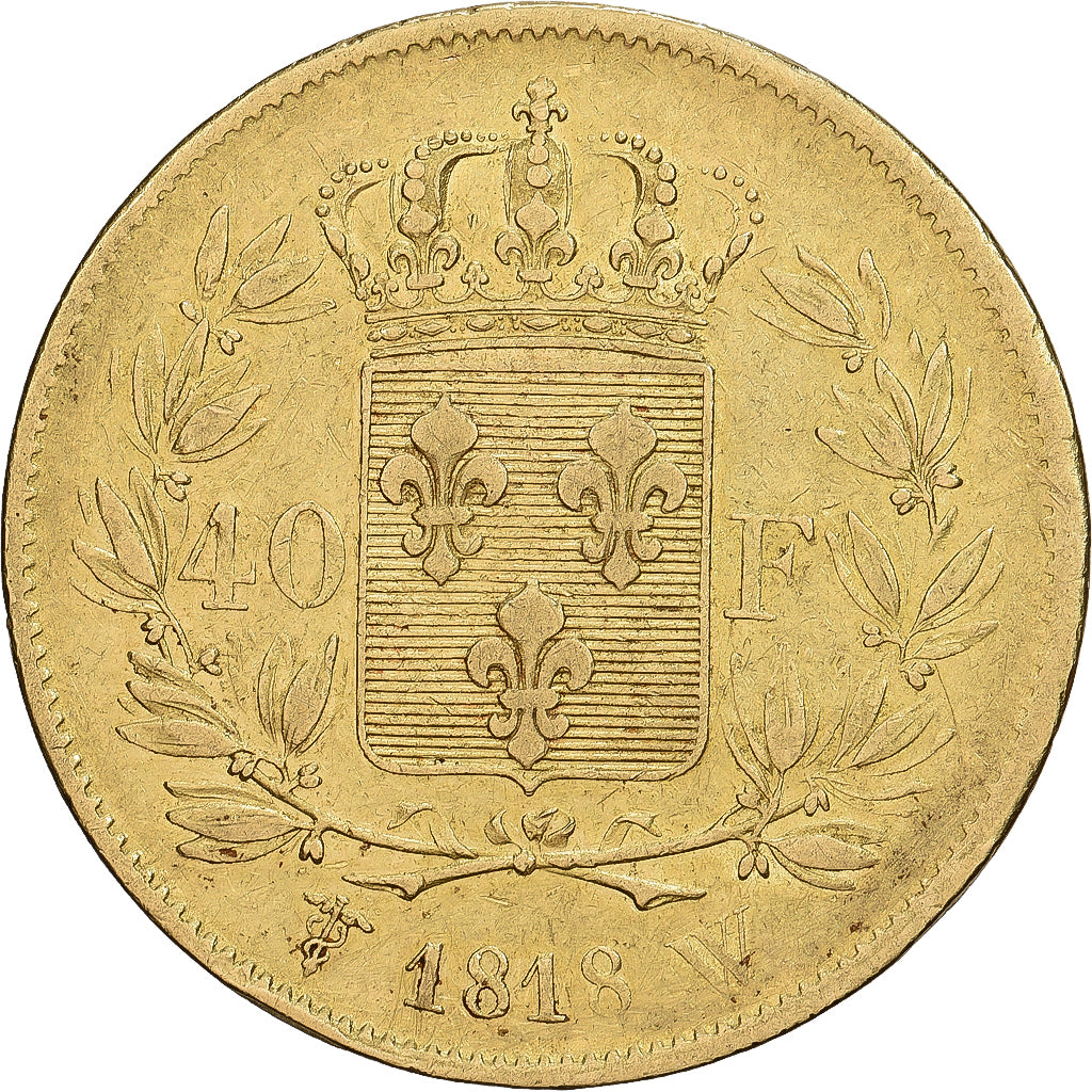 Frankrijk, Louis XVIII, 40 Francs, 1818, Lille, Goud, ZF, Gadoury:1092, KM:713.6