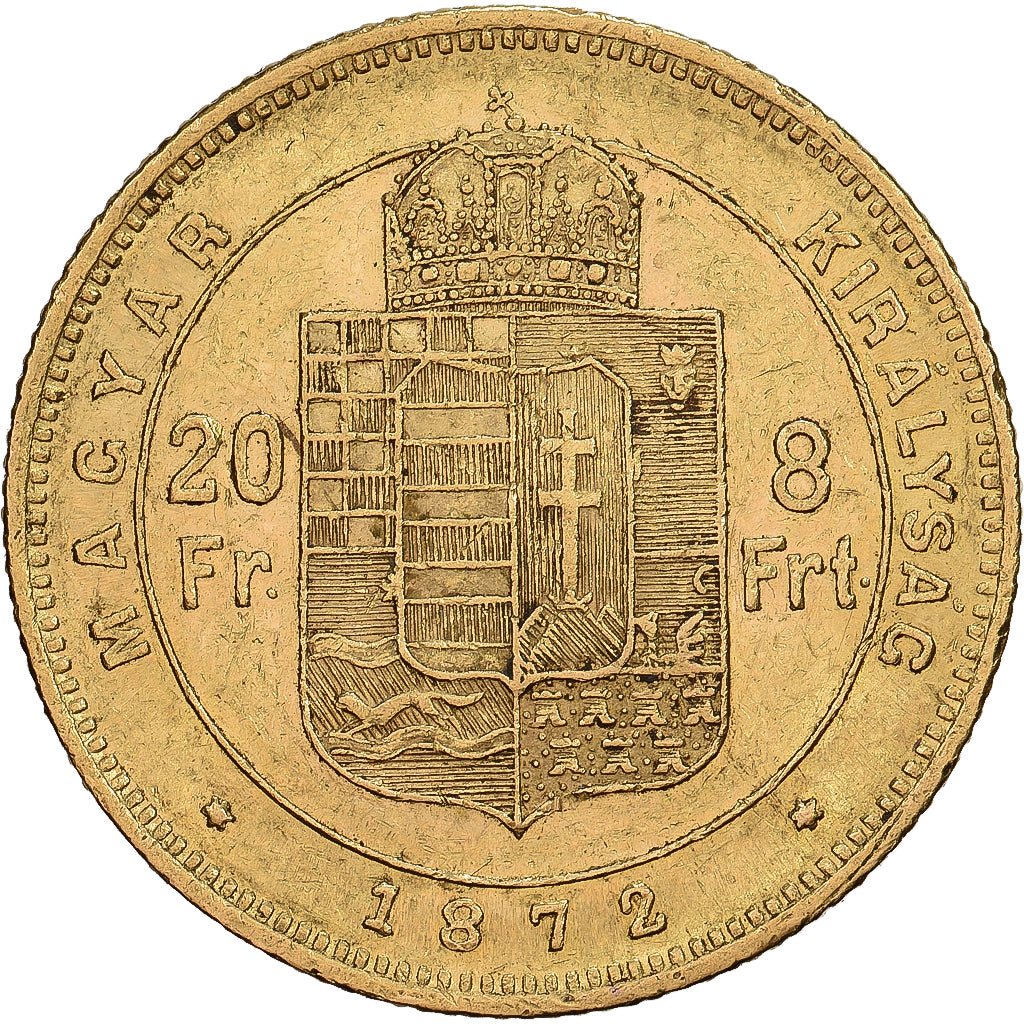 Hungary, Franz Joseph I, 8 Forint 20 Francs, 1872, Kormoczbanya, Gold