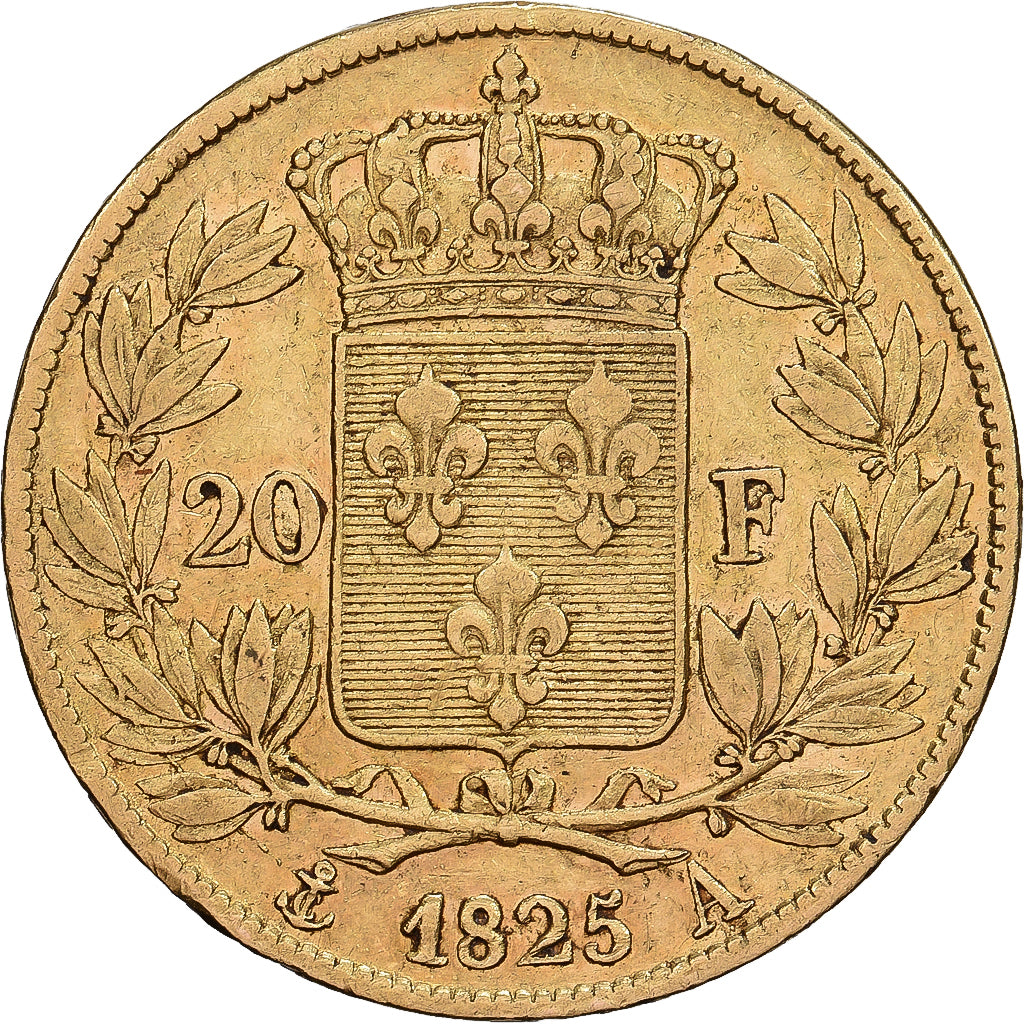 Francja, Charles X, 20 Francs, 1825, Paris, Złoto, EF(40-45), Gadoury:1029