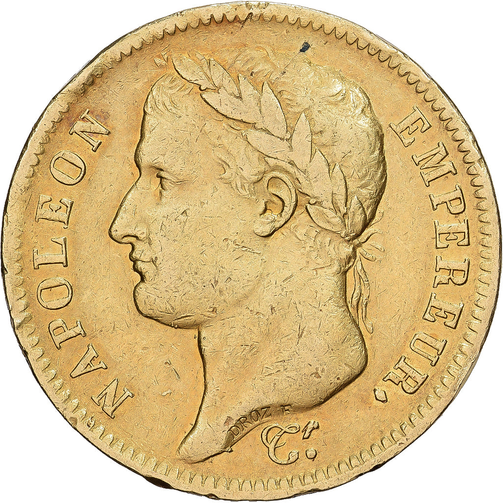 França, Napoleon I, 40 Francs, 1812, Paris, Dourado, EF(40-45), Gadoury:1084