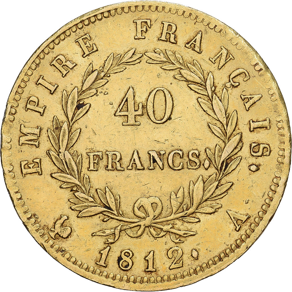 Francia, Napoleon I, 40 Francs, 1812, Paris, Oro, BB+, Gadoury:1084, KM:696.1