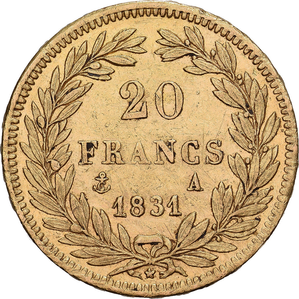 Francia, Louis Philippe I, 20 Francs, 1831, Paris, Oro, MBC+, Gadoury:1030a