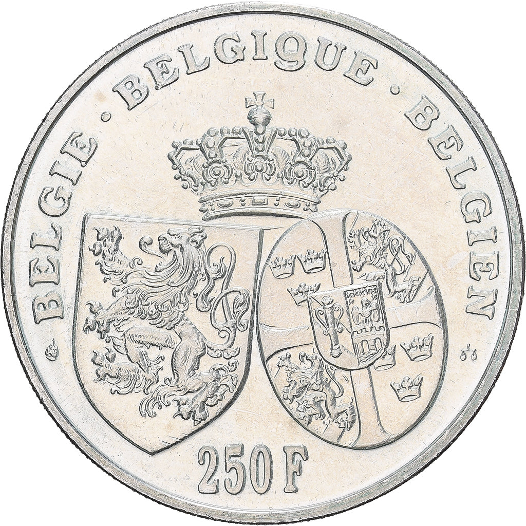 Belgia, Albert II, 250 Francs, 250 Frank, ND (1995), Brussels, Proof, Srebro