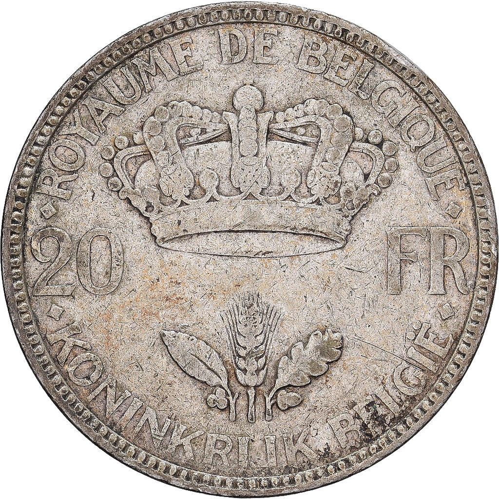 Belgio, Leopold III, 20 Francs, 20 Frank, 1935, Brussels, Argento, MB+, KM:105