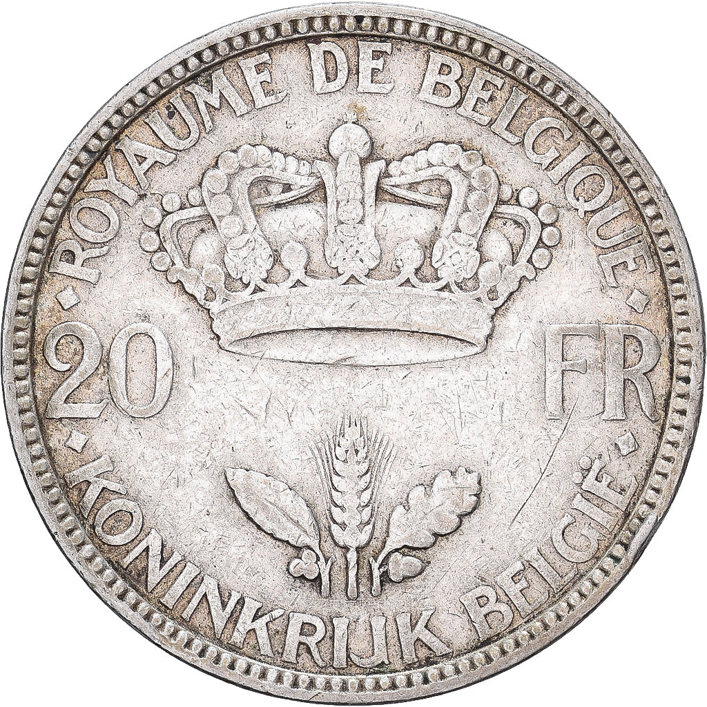 Belgien, Leopold III, 20 Francs, 20 Frank, 1935, Brussels, Silber, SS, KM:105