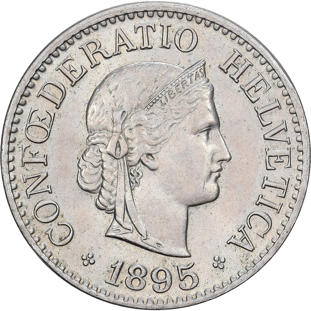 Suiza, 10 Rappen, 1895, Bern, Cobre - níquel, EBC, KM:27