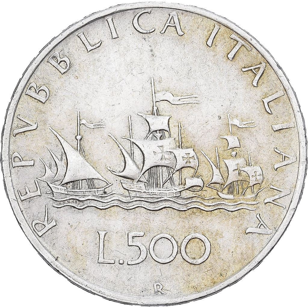 Włochy, 500 Lire, 1959, Rome, Srebro, EF(40-45), KM:98