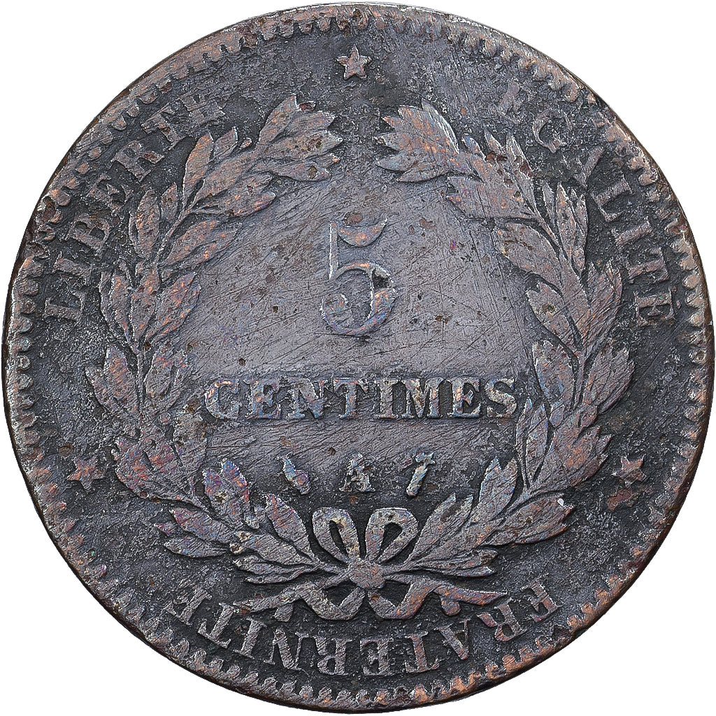 France, 5 Centimes, Cérès, 1868, Paris, Bronze, TB+, Gadoury:157a, KM:821.1