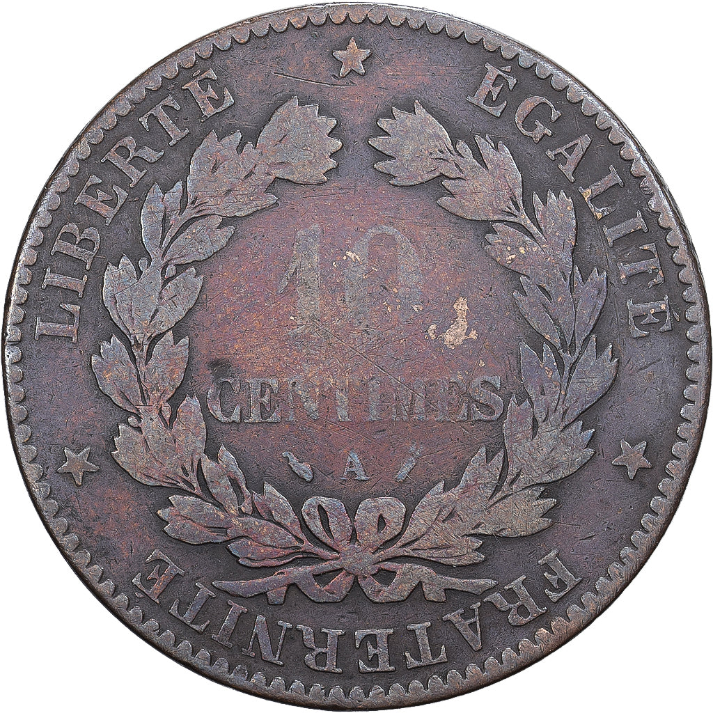 France, 10 Centimes, Cérès, 1890, Paris, Bronze, B+, Gadoury:265a, KM:815.1