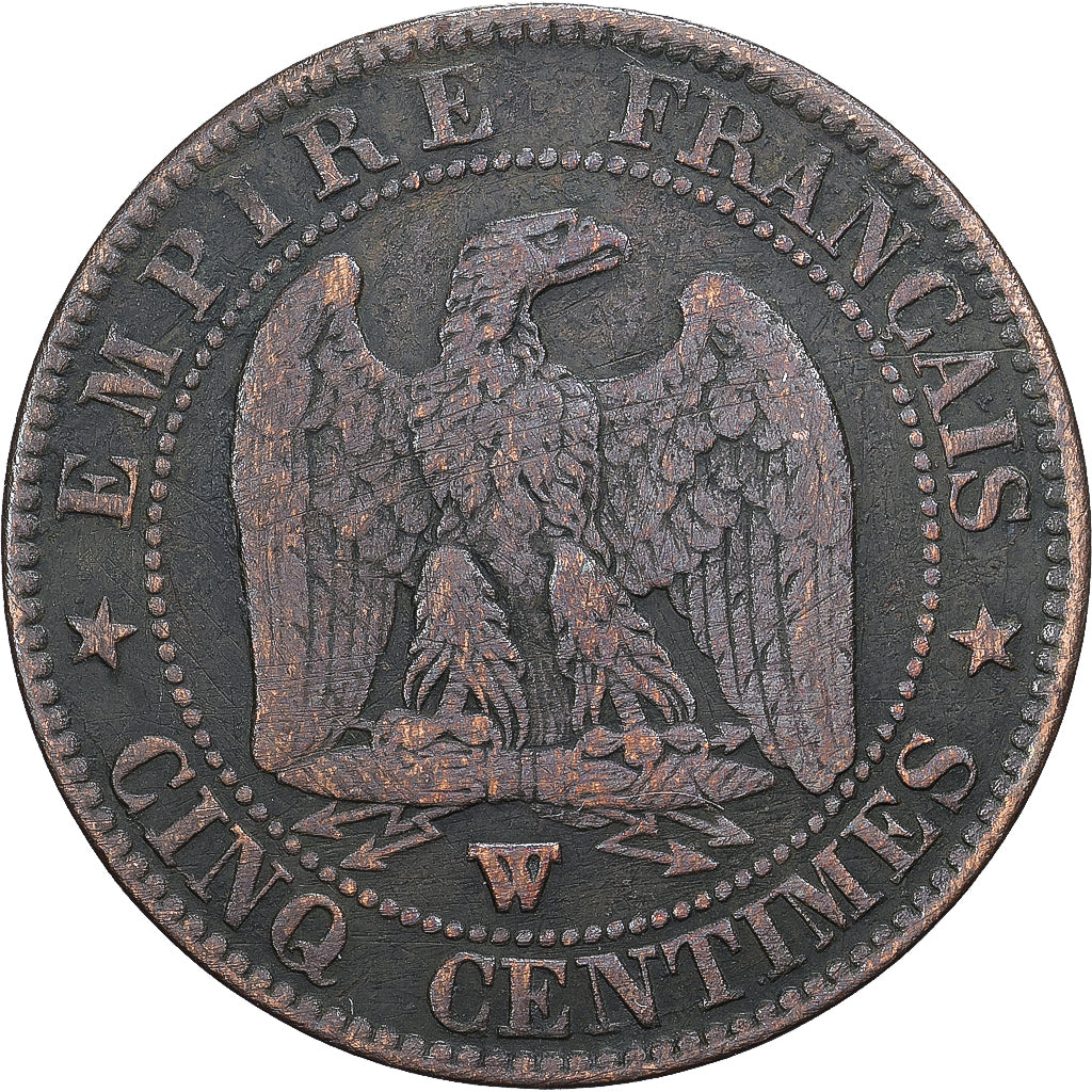 France, Napoléon III, 5 Centimes, 1853, Lille, Bronze, TB+, Gadoury:152