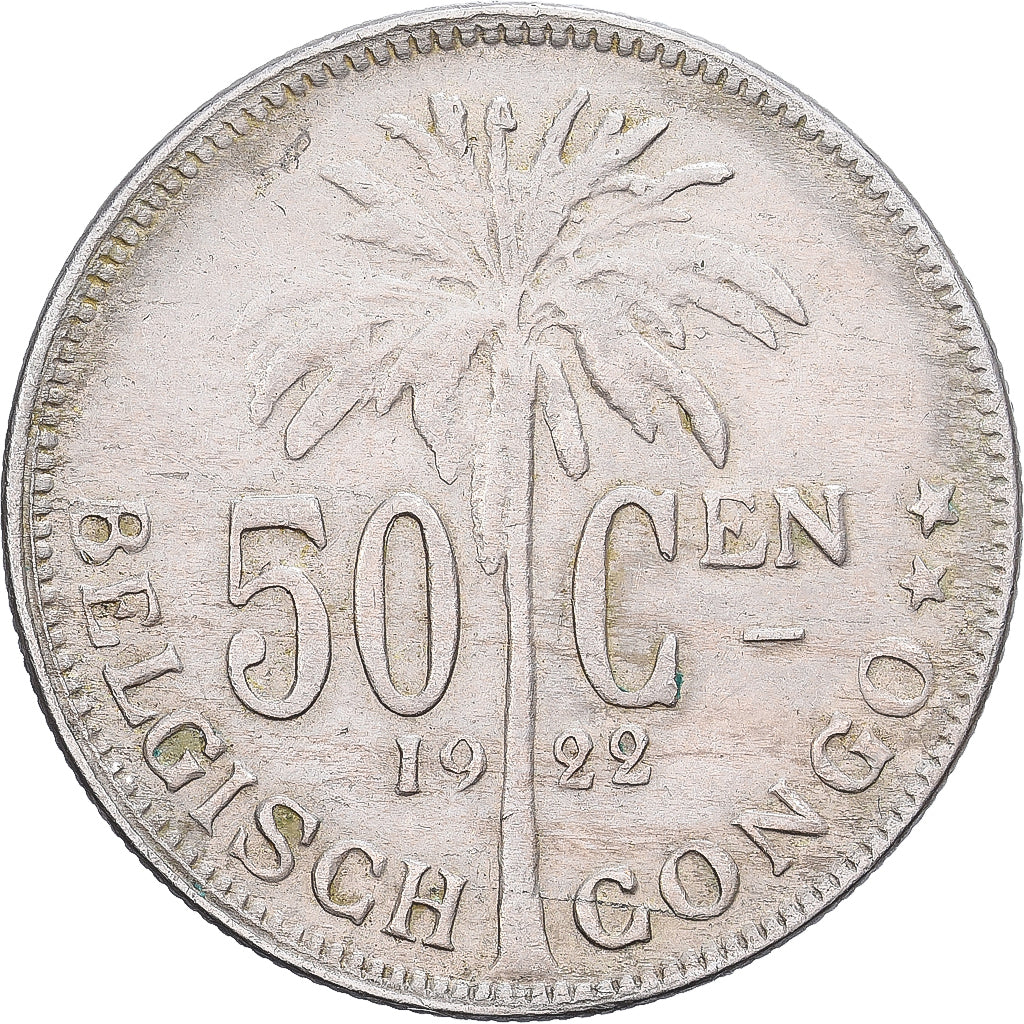 Belgian Congo, Albert I, 50 Centimes, 1922, Copper-nickel, EF(40-45), KM:23