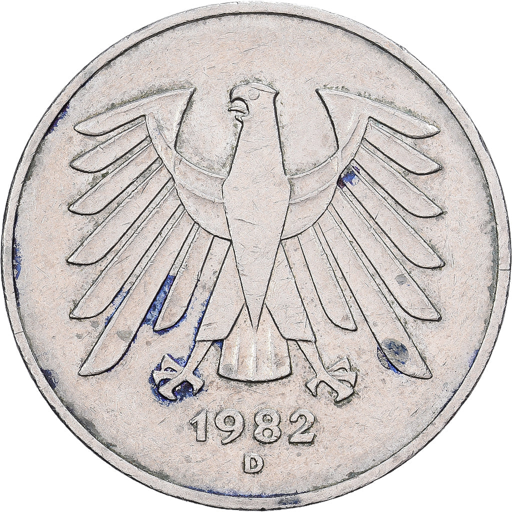 Niemcy - RFN, 5 Mark, 1982, Munich, Miedź-Nikiel niklowany, EF(40-45), KM:140.1