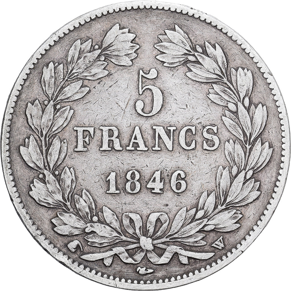 França, Louis Philippe I, 5 Francs, 1846, Lille, Prata, VF(30-35)