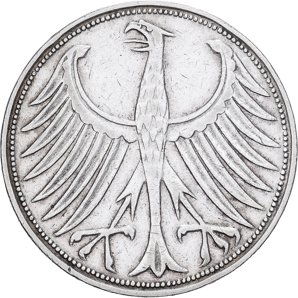 Niemcy - RFN, 5 Mark, 1951, Karlsruhe, Srebro, EF(40-45), KM:112.1