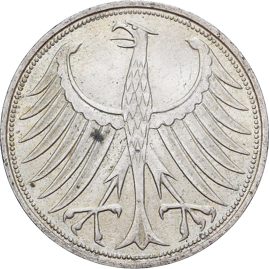 Niemcy - RFN, 5 Mark, 1964, Stuttgart, Srebro, AU(50-53), KM:112.1