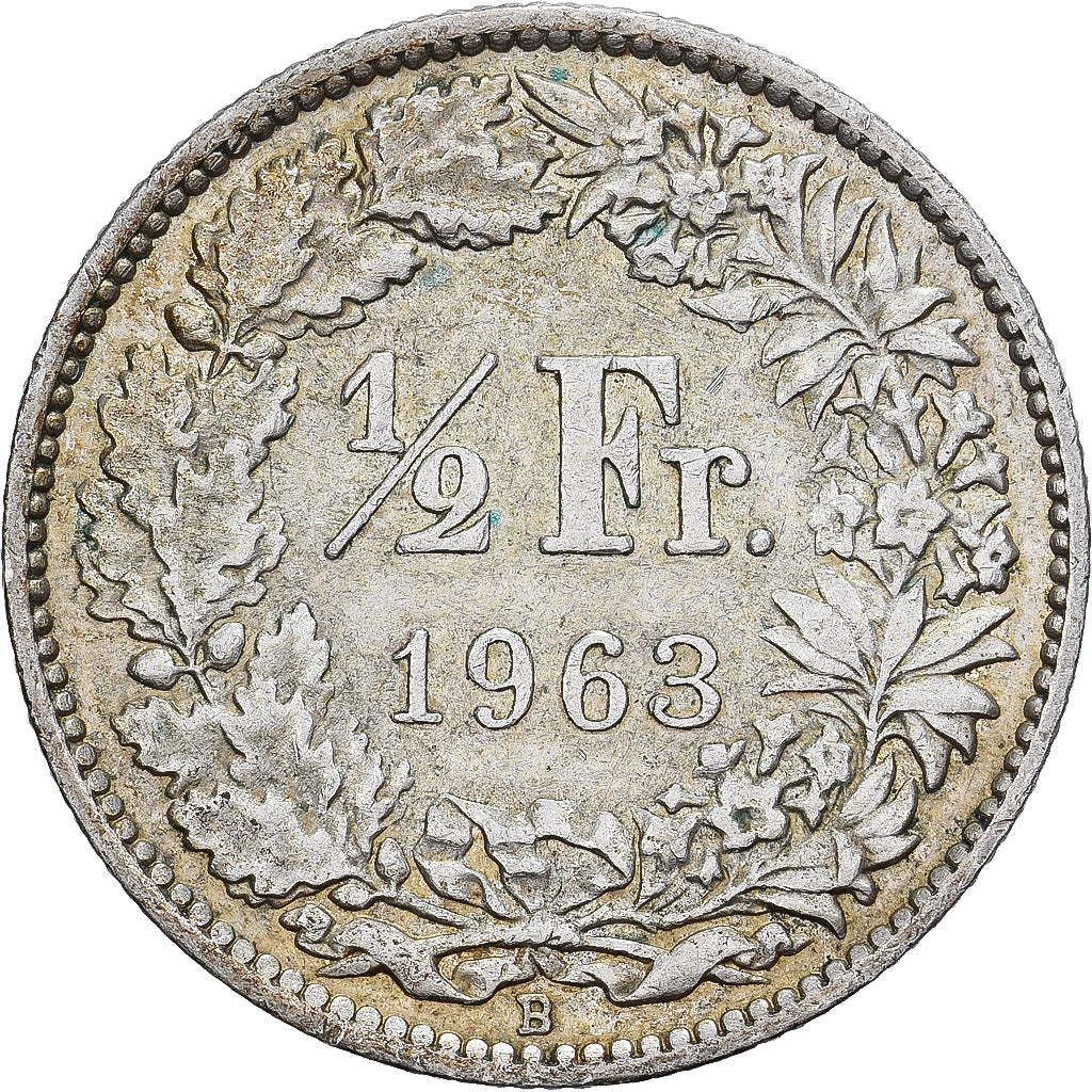 Switzerland, 1/2 Franc, 1963, Bern, Silver, AU(50-53), KM:23
