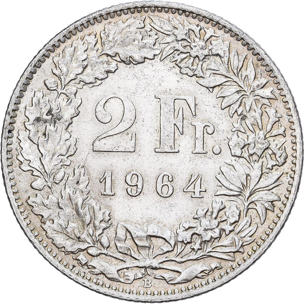 Switzerland, 2 Francs, 1964, Bern, Silver, AU(50-53), KM:21