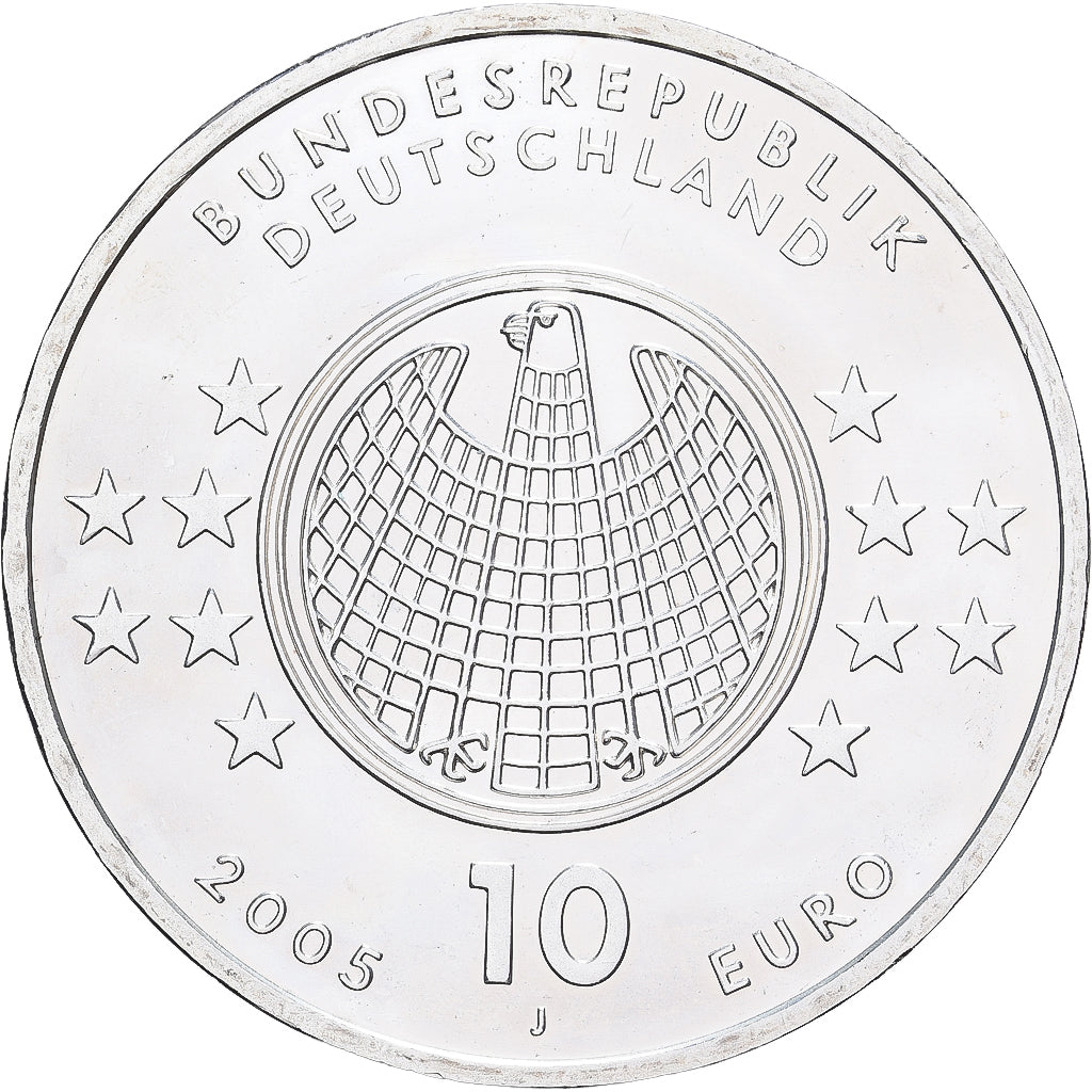 ALEMANHA - REPÚBLICA FEDERAL, 10 Euro, Albert Einstein, 2005, Hamburg, Prata