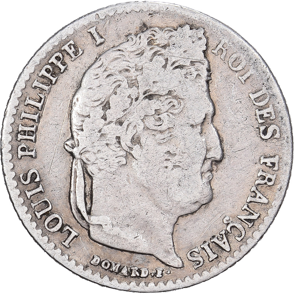 Francia, Louis Philippe I, 1/4 Franc, 1844, Paris, Plata, BC, Gadoury:355